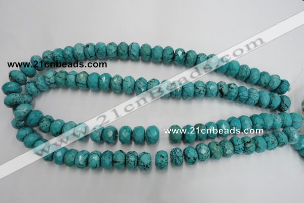 CWB448 15.5 inches 8*12mm faceted rondelle howlite turquoise beads