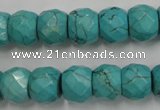 CWB450 15.5 inches 10*12mm faceted rondelle howlite turquoise beads