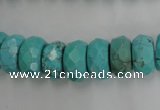 CWB451 15.5 inches 7*14mm faceted rondelle howlite turquoise beads