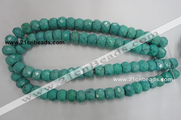 CWB452 15.5 inches 10*14mm faceted rondelle howlite turquoise beads