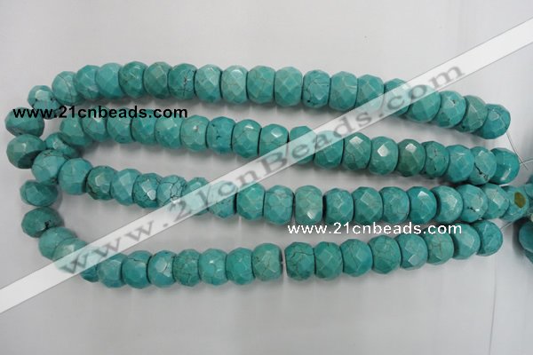 CWB453 15.5 inches 10*14mm faceted rondelle howlite turquoise beads