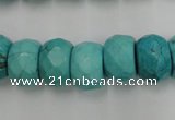 CWB454 15.5 inches 10*14mm faceted rondelle howlite turquoise beads