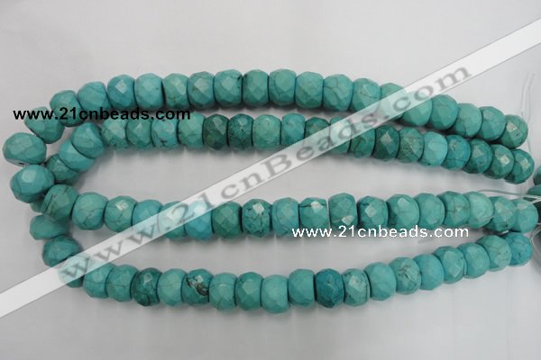 CWB454 15.5 inches 10*14mm faceted rondelle howlite turquoise beads