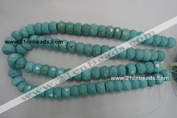 CWB455 15.5 inches 10*14mm faceted rondelle howlite turquoise beads