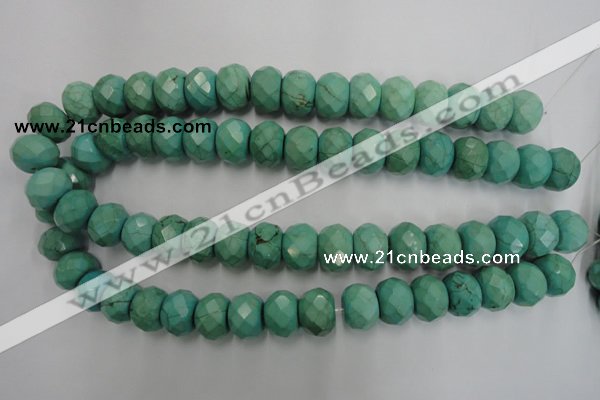 CWB456 15.5 inches 12*16mm faceted rondelle howlite turquoise beads