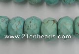 CWB457 15.5 inches 12*16mm faceted rondelle howlite turquoise beads