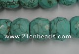CWB458 15.5 inches 13*15mm faceted rondelle howlite turquoise beads