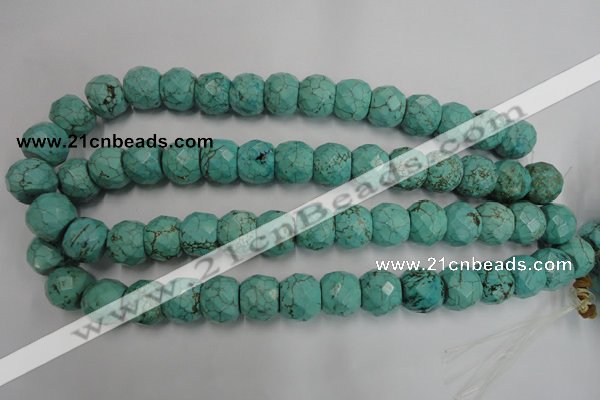 CWB458 15.5 inches 13*15mm faceted rondelle howlite turquoise beads
