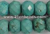 CWB459 15.5 inches 12*18mm faceted rondelle howlite turquoise beads