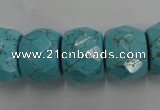 CWB461 15.5 inches 14*20mm faceted rondelle howlite turquoise beads