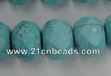 CWB462 15.5 inches 14*20mm faceted rondelle howlite turquoise beads