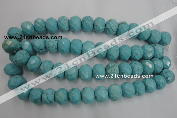 CWB462 15.5 inches 14*20mm faceted rondelle howlite turquoise beads