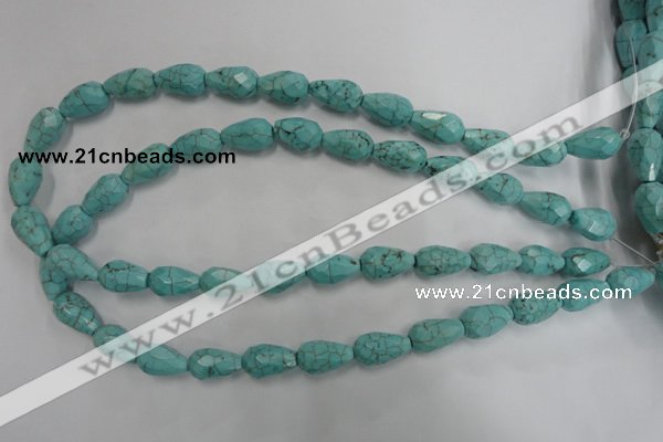 CWB471 15.5 inches 10*16mm faceted teardrop howlite turquoise beads