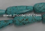 CWB472 15.5 inches 10*30mm faceted teardrop howlite turquoise beads