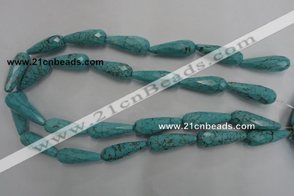 CWB472 15.5 inches 10*30mm faceted teardrop howlite turquoise beads