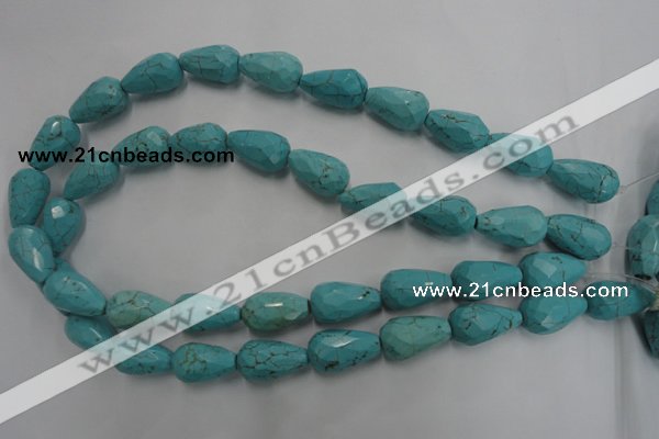 CWB473 15.5 inches 12*20mm faceted teardrop howlite turquoise beads