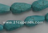 CWB474 15.5 inches 12*22mm faceted teardrop howlite turquoise beads