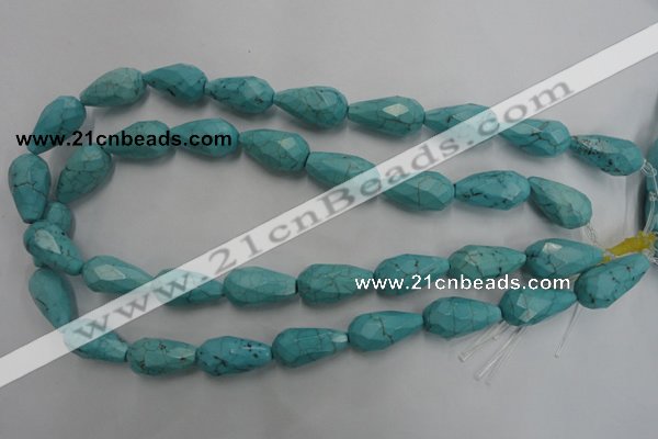 CWB474 15.5 inches 12*22mm faceted teardrop howlite turquoise beads