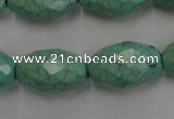 CWB484 15.5 inches 12*20mm faceted rice howlite turquoise beads