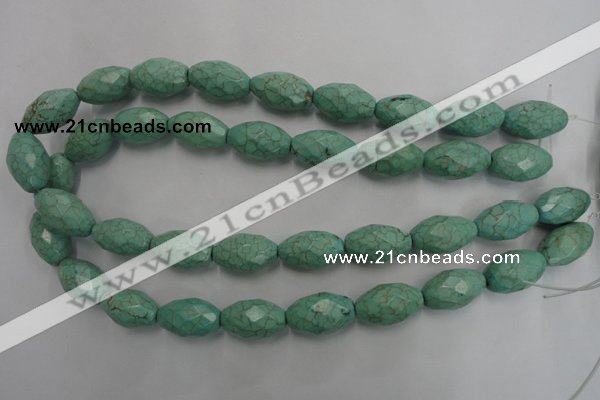 CWB484 15.5 inches 12*20mm faceted rice howlite turquoise beads