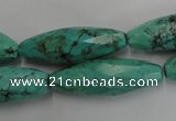 CWB487 15.5 inches 10*30mm faceted rice howlite turquoise beads