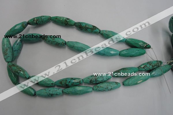 CWB487 15.5 inches 10*30mm faceted rice howlite turquoise beads