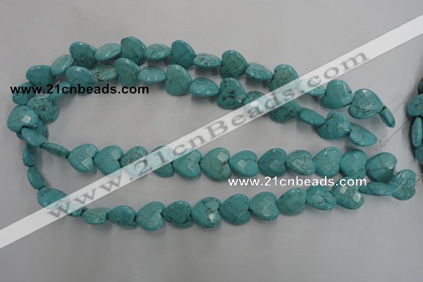 CWB493 15.5 inches 15*15mm faceted heart howlite turquoise beads