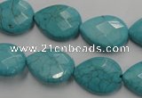 CWB504 15.5 inches 13*18mm faceted flat teardrop howlite turquoise beads