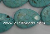 CWB506 15.5 inches 18*25mm faceted flat teardrop howlite turquoise beads