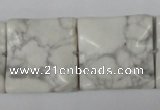 CWB62 15.5 inches 25*25mm wavy square natural white howlite beads