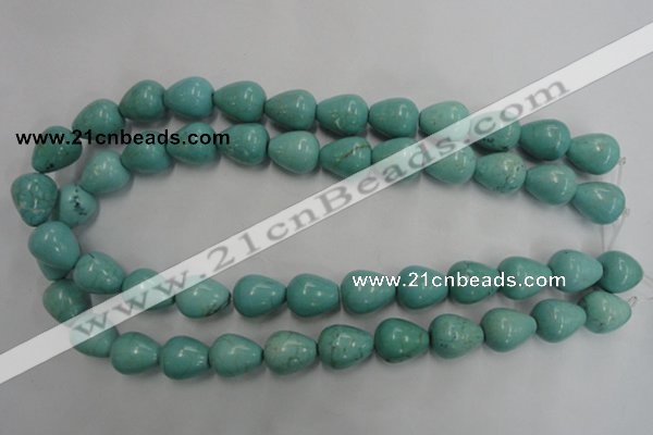 CWB677 15.5 inches 13*16mm teardrop howlite turquoise beads wholesale