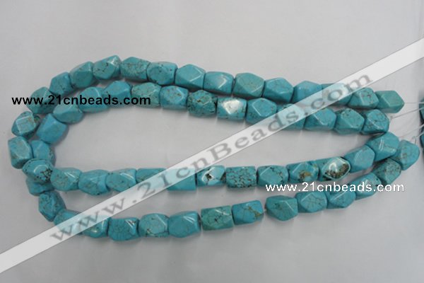 CWB688 15.5 inches 10*14mm faceted nuggets howlite turquoise beads