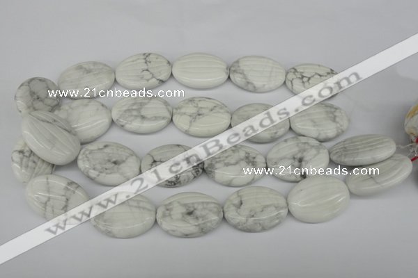 CWB69 15.5 inches 25*35mm carved oval natural white howlite beads