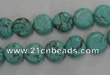 CWB701 15.5 inches 10mm flat round howlite turquoise beads