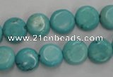 CWB702 15.5 inches 11mm flat round howlite turquoise beads