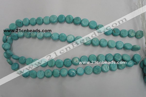 CWB702 15.5 inches 11mm flat round howlite turquoise beads