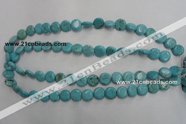 CWB703 15.5 inches 12mm flat round howlite turquoise beads