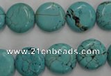 CWB704 15.5 inches 14mm flat round howlite turquoise beads