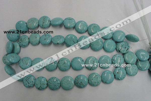 CWB706 15.5 inches 18mm flat round howlite turquoise beads