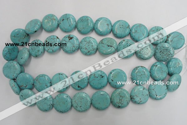 CWB707 15.5 inches 20mm flat round howlite turquoise beads