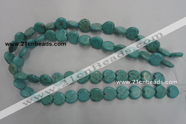 CWB716 15.5 inches 14*14mm heart howlite turquoise beads wholesale