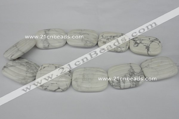 CWB72 15.5 inches 30*40mm carved rectangle natural white howlite beads