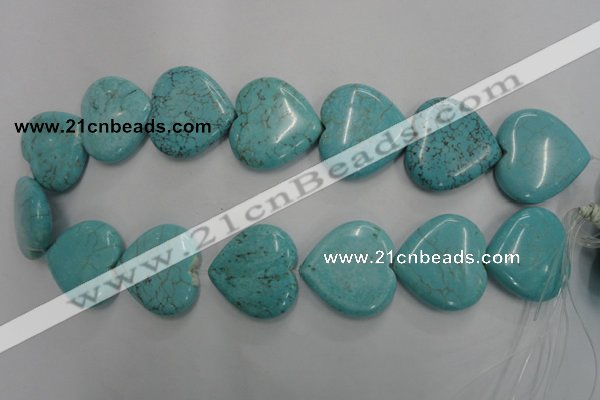 CWB720 15.5 inches 30*30mm heart howlite turquoise beads wholesale