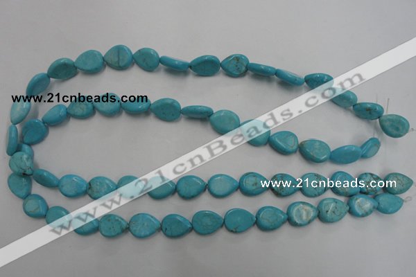 CWB722 15.5 inches 10*14mm flat teardrop howlite turquoise beads