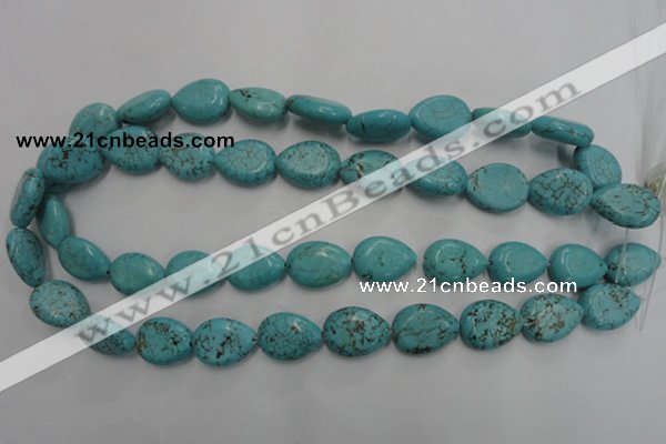 CWB724 15.5 inches 13*18mm flat teardrop howlite turquoise beads