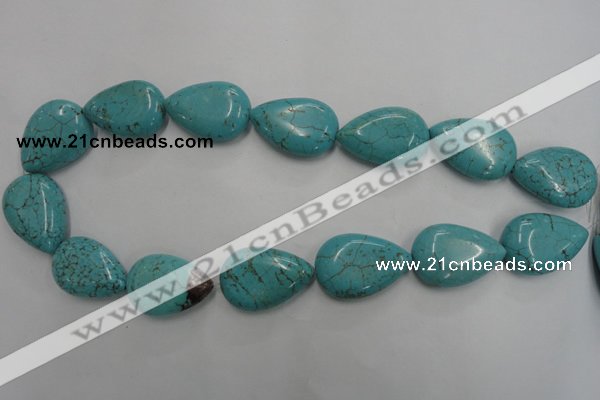 CWB728 15.5 inches 20*30mm flat teardrop howlite turquoise beads