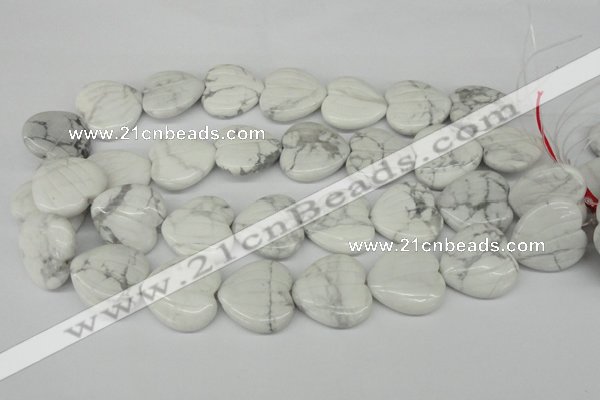 CWB74 15.5 inches 26*26mm carved heart natural white howlite beads