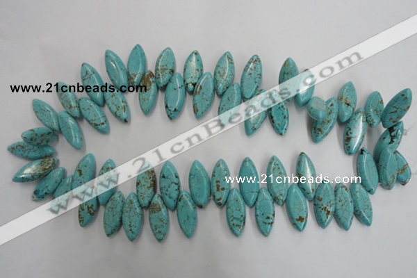 CWB755 Top-drilled 10*24mm marquise howlite turquoise beads wholesale