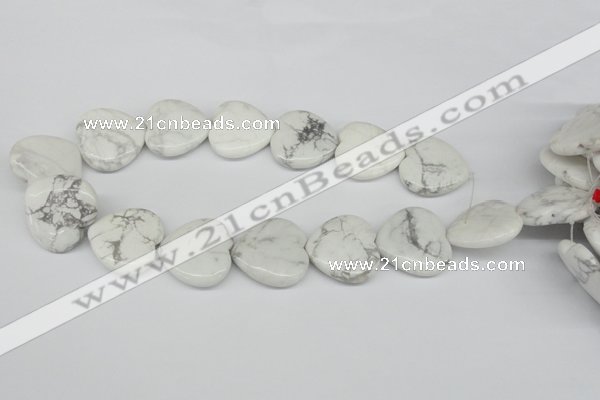 CWB76 15.5 inches 30*30mm heart natural white howlite beads