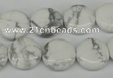 CWB77 15.5 inches 16mm flat round natural white howlite beads